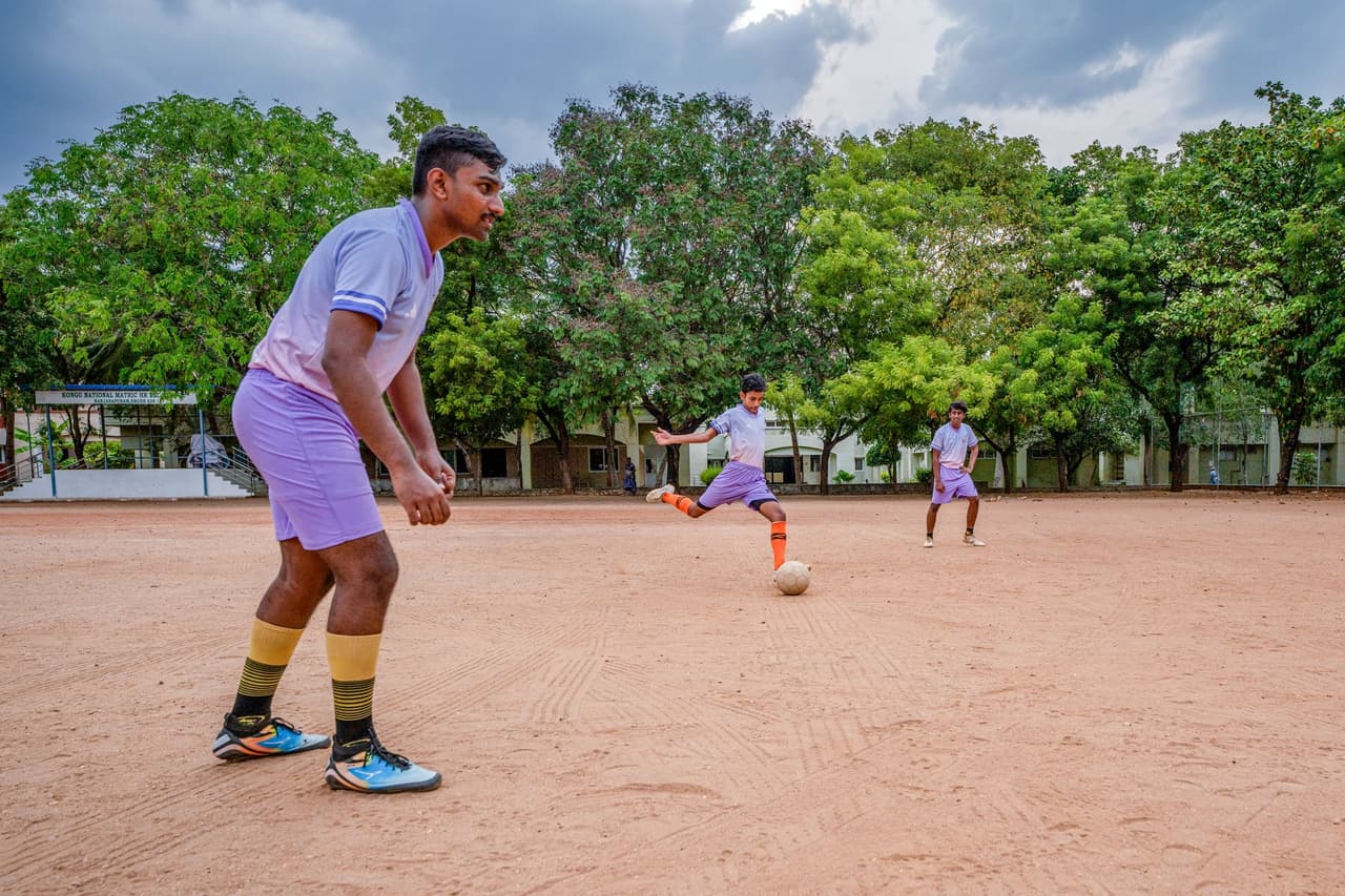 School Football Team Training